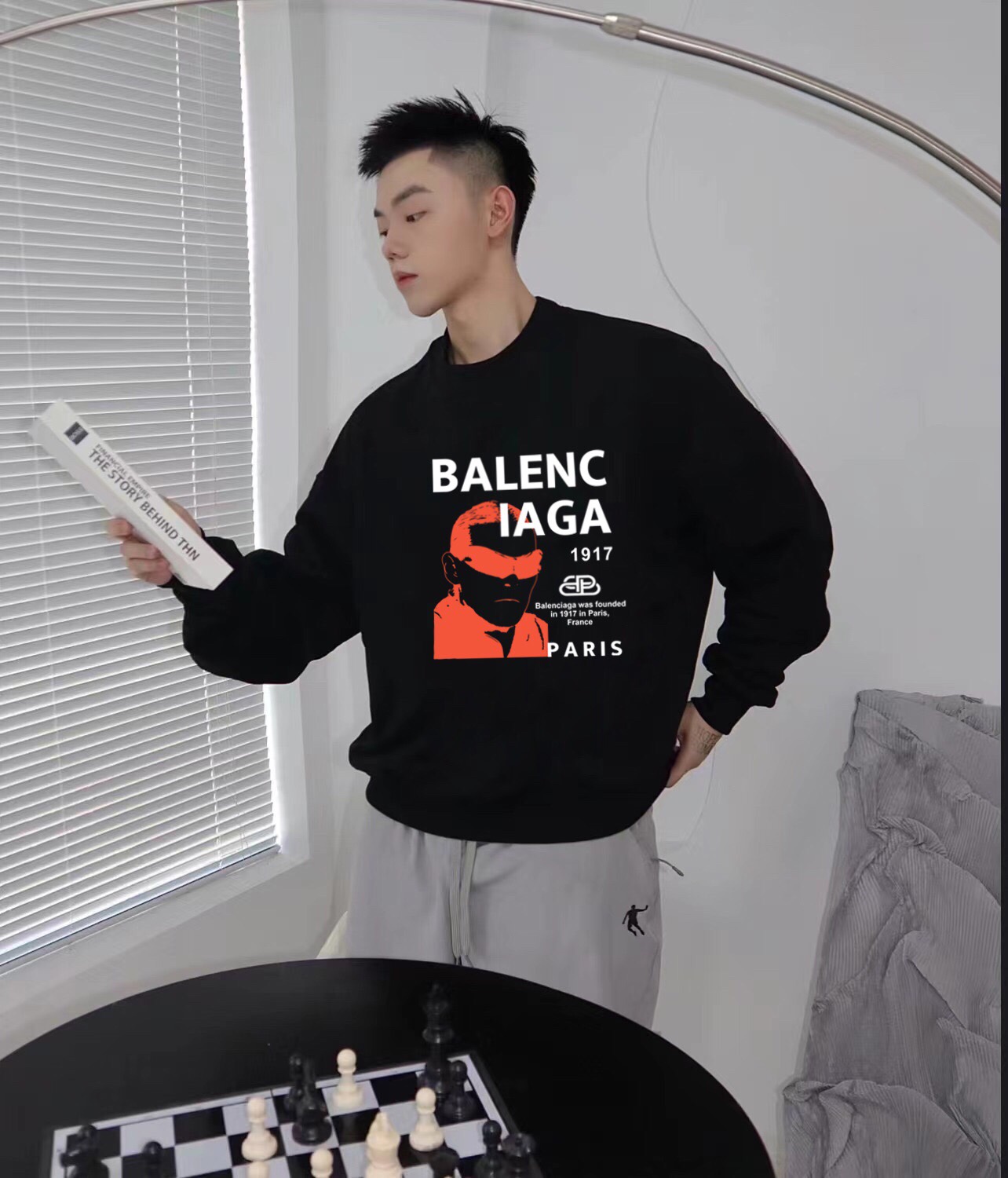 1:1 Quality logo printing black white hoodie