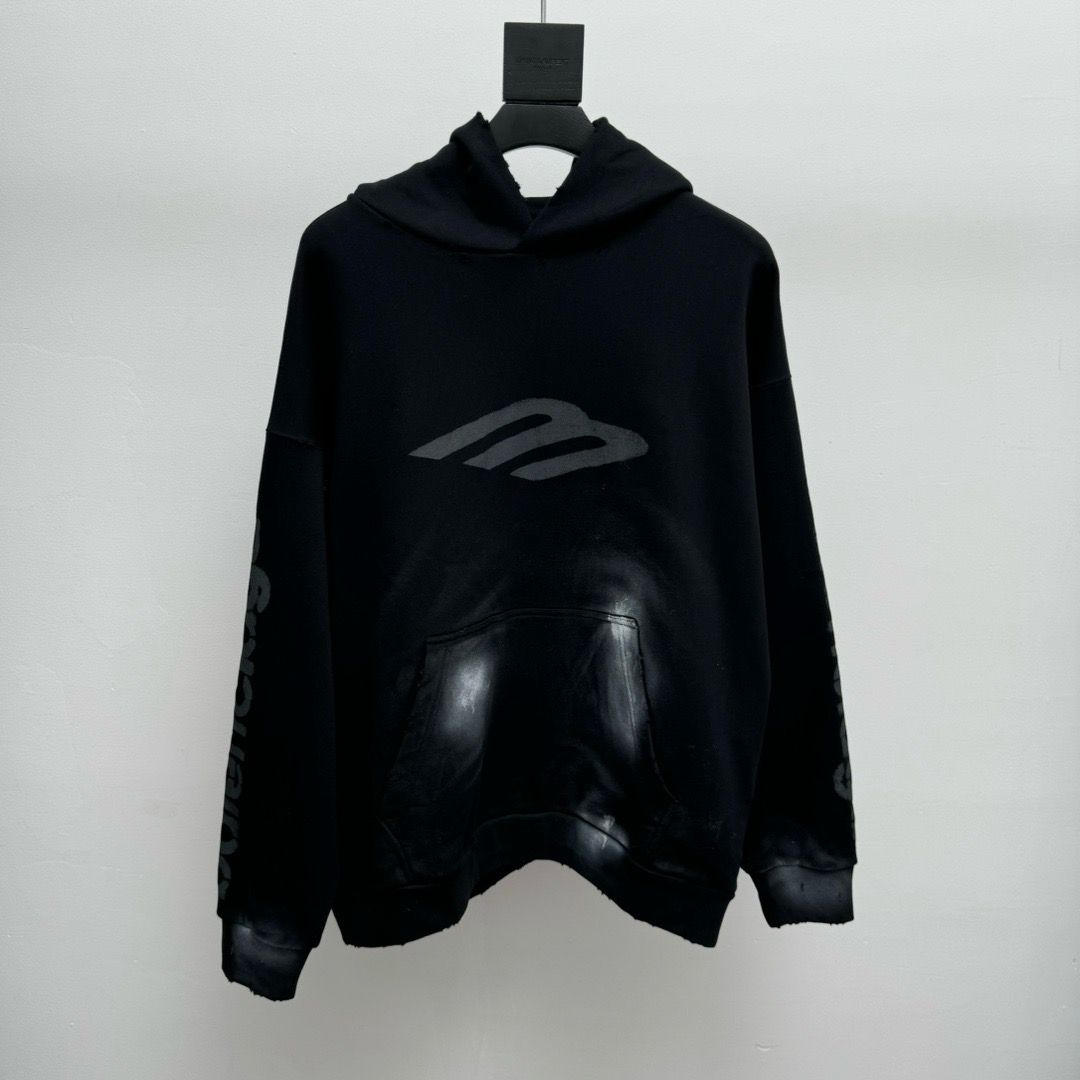 1:1 version new arrival washing black oversize hoodie