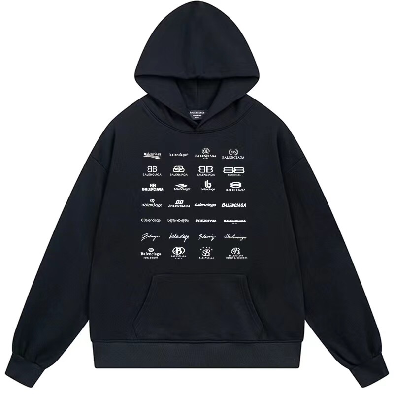 1:1 Quality logo printing black white hoodie