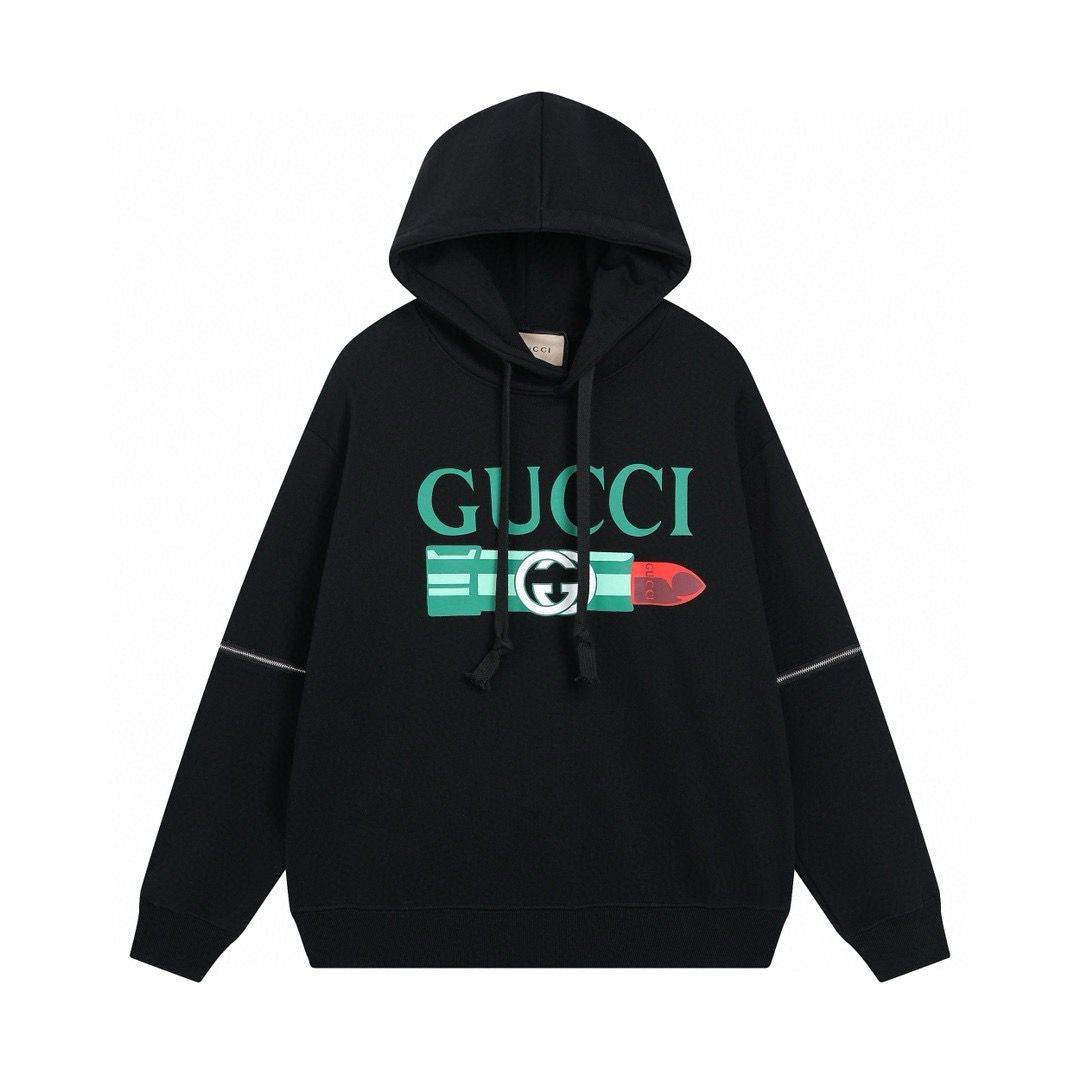 New black with green logo hoodie