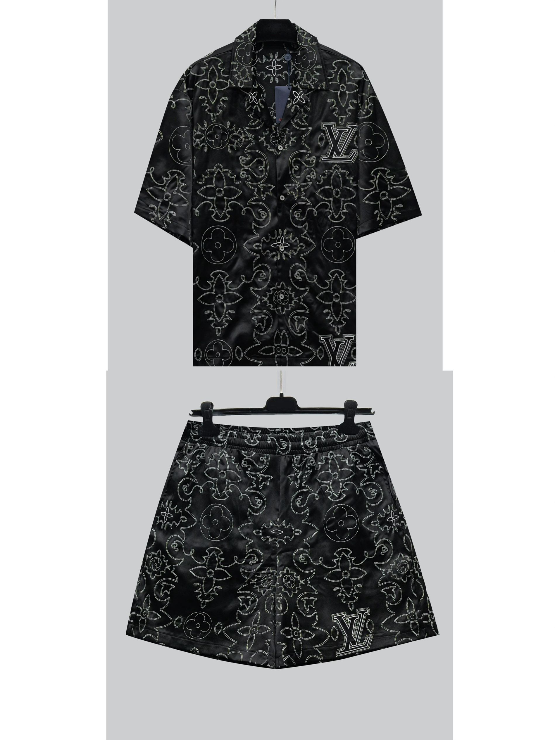1:1 New full embroidery polo shirt & short set