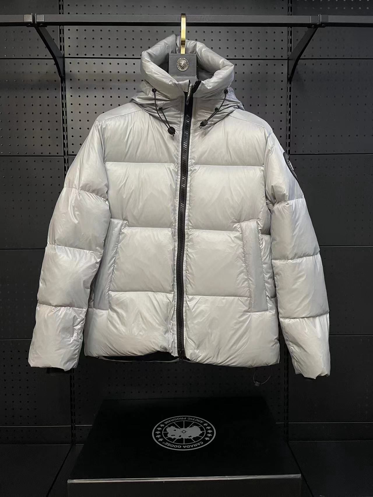 1:1 Top puff shiny silver down jacket