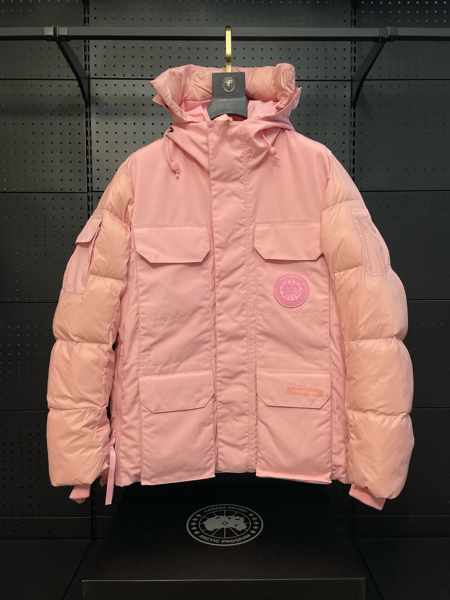 1:1 top white Label environmental Expedition pink down jacket