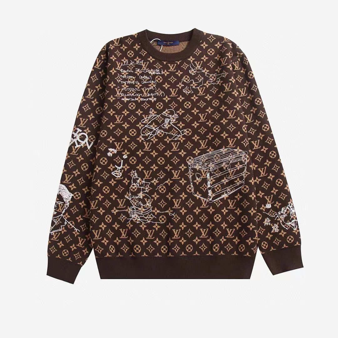 1:1 New full logo brown sweater