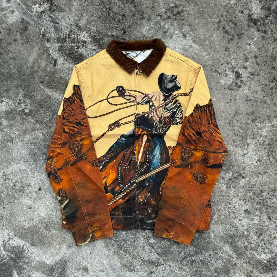 1:1 New brown horse denim jacket