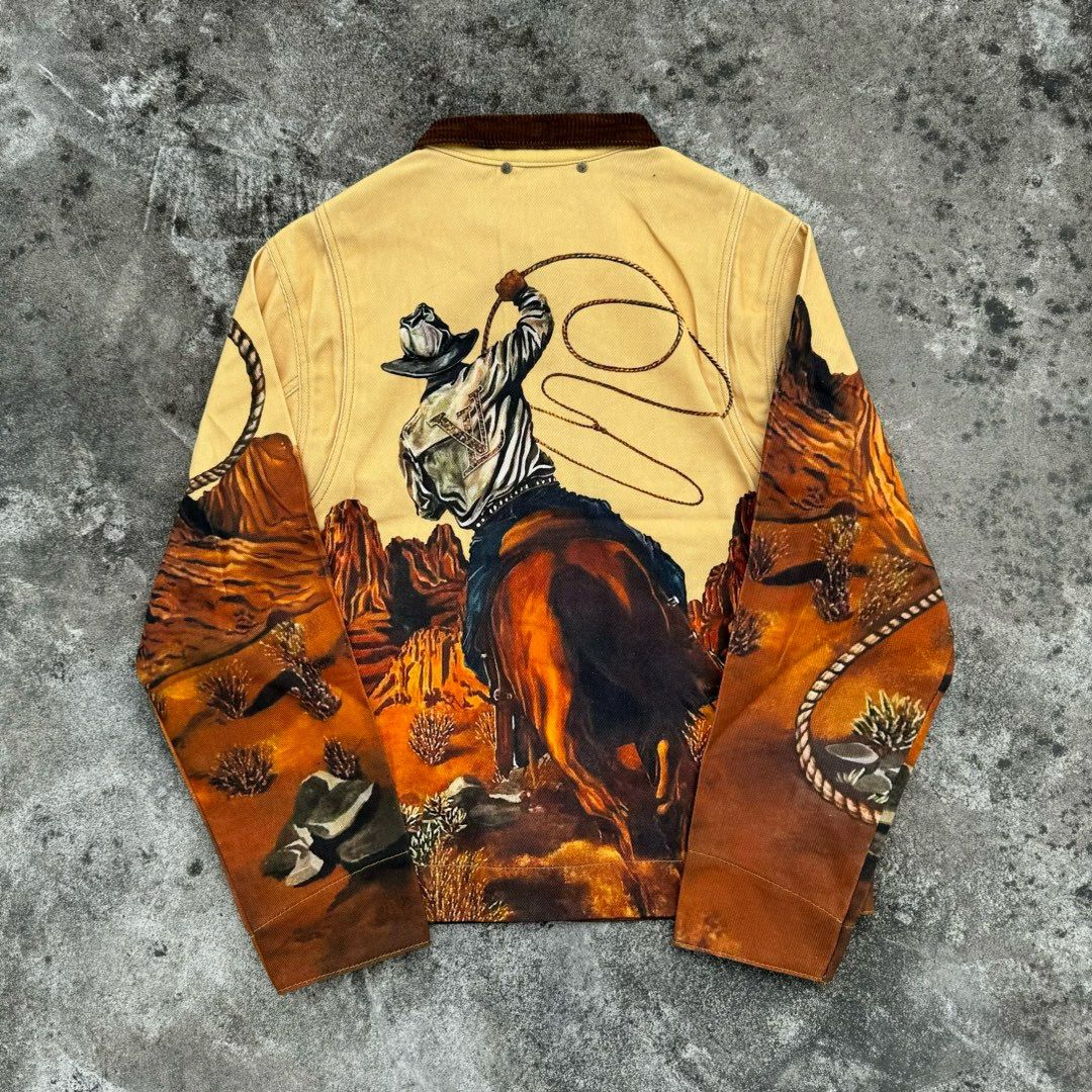 1:1 New brown horse denim jacket