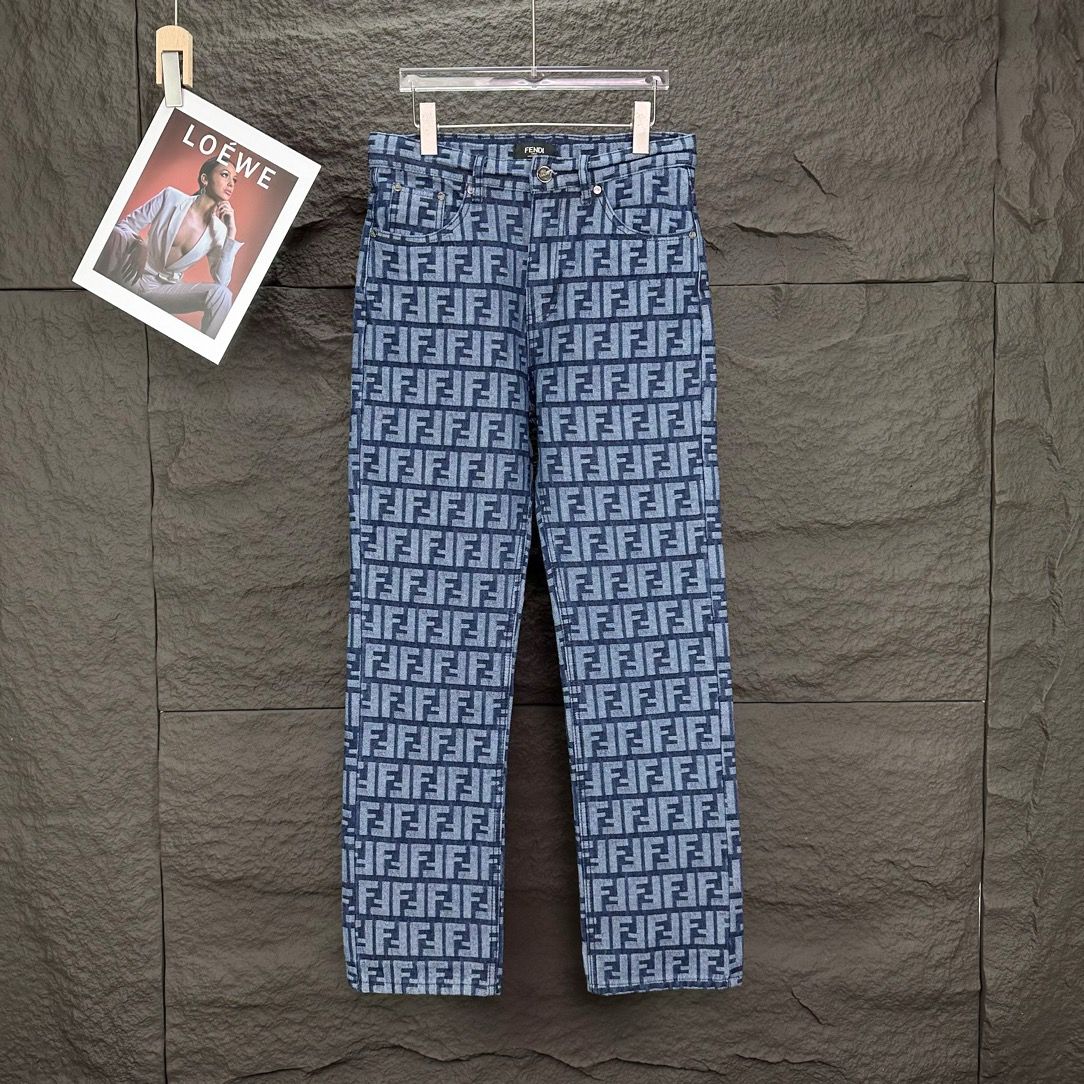 1:1 New blue full logo jeans