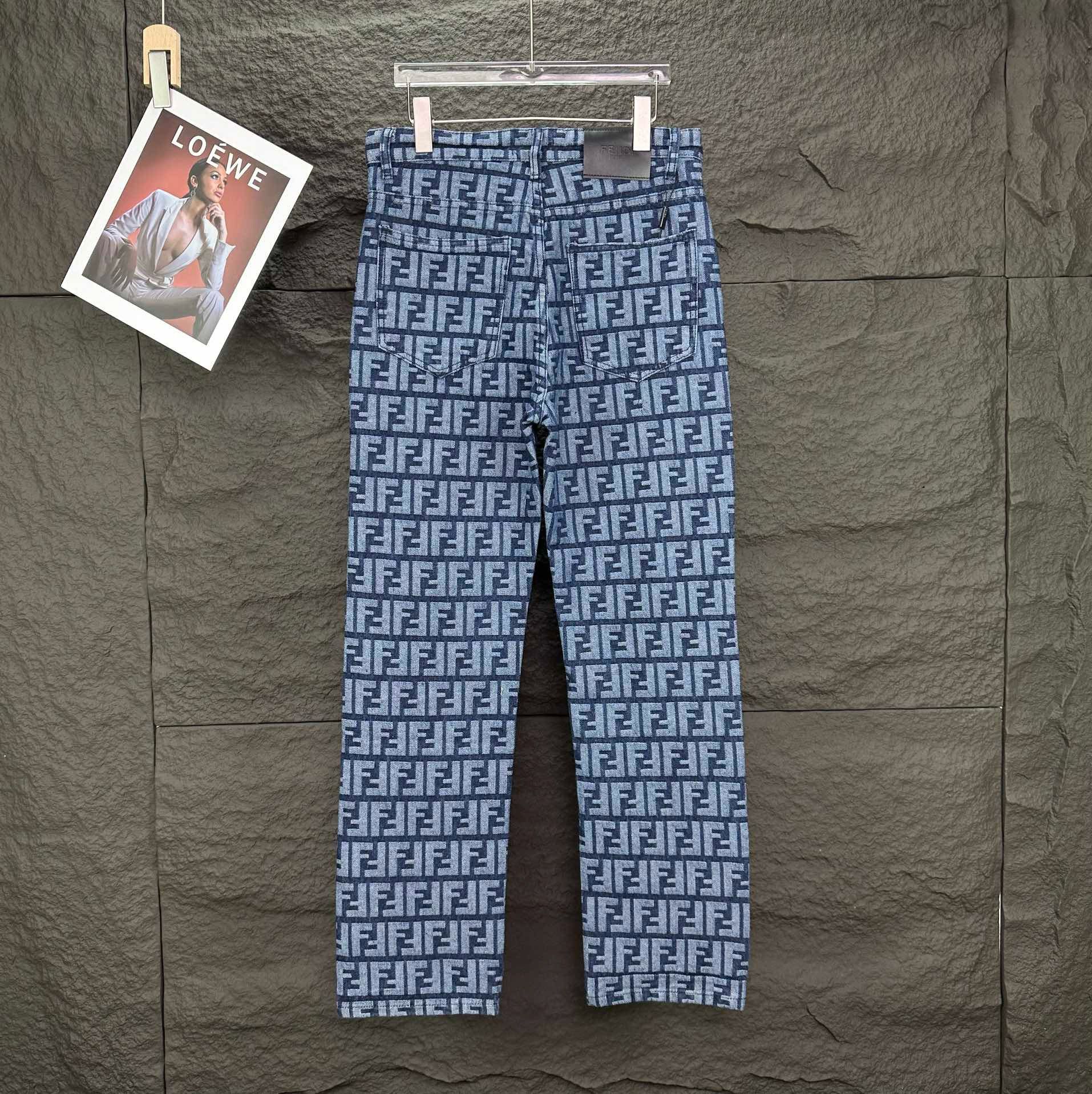 1:1 New blue full logo jeans
