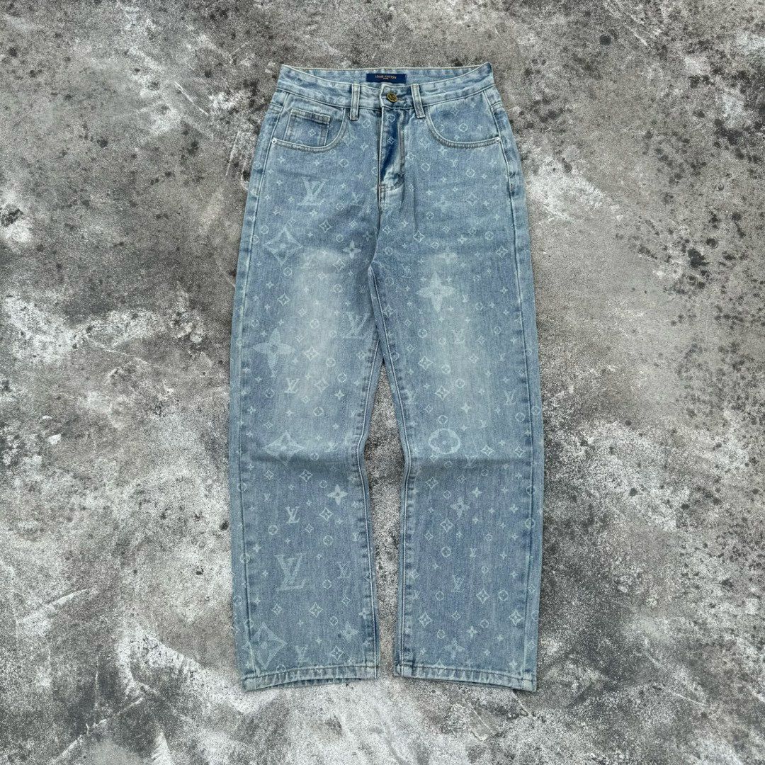 1:1 New blue full logo jeans