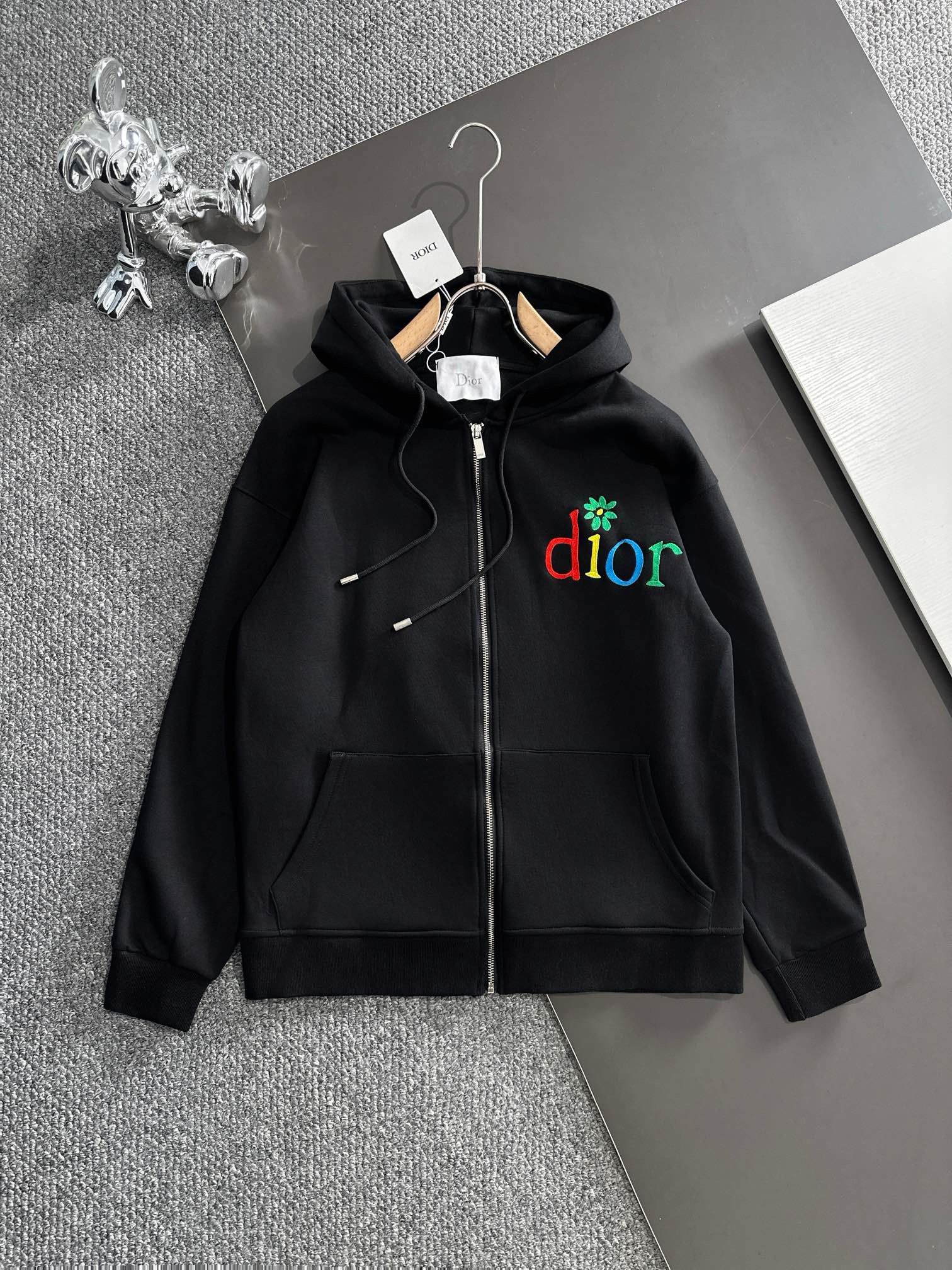 1:1 New black with red zipper hoodie