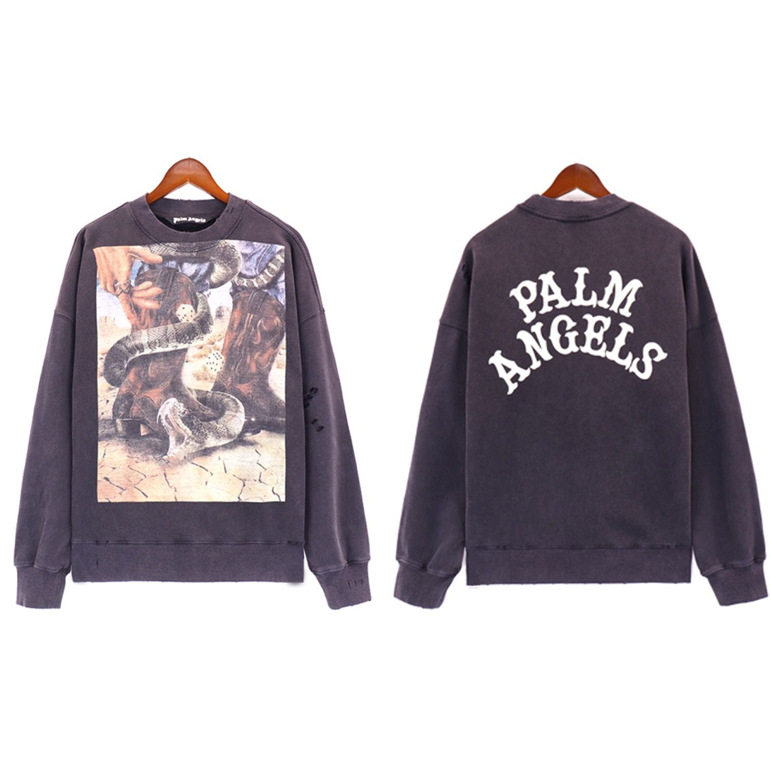 Washing grey and beige crewneck