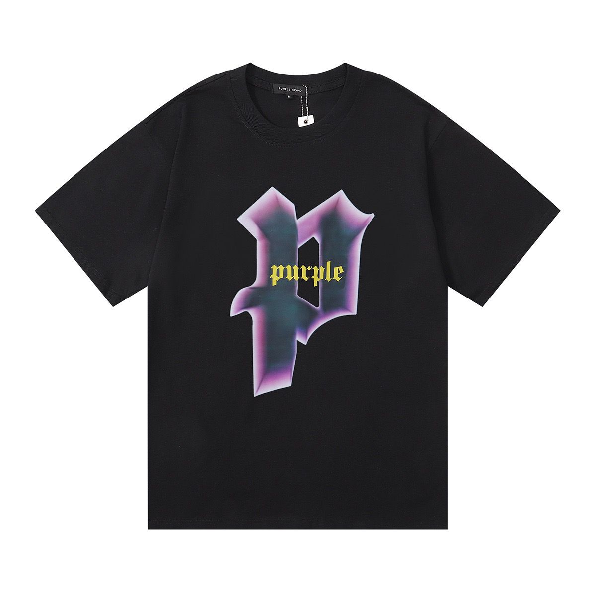 Black white with purple logo print tshirt