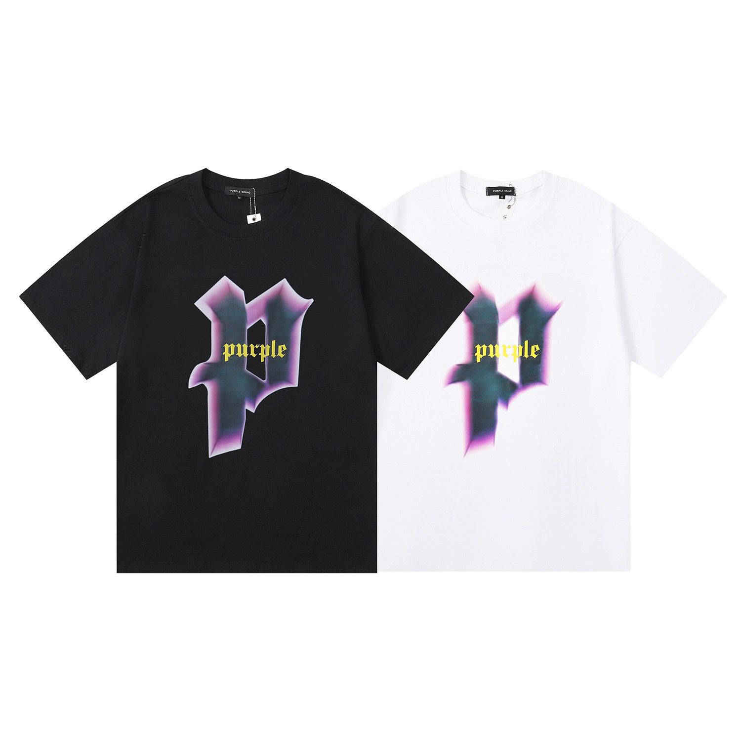 Black white with purple logo print tshirt
