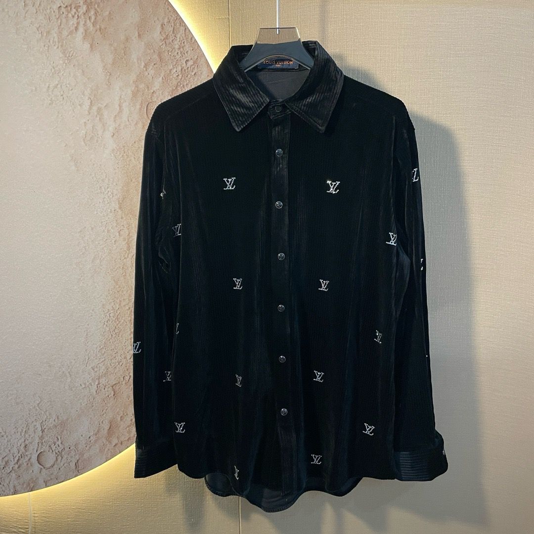 1:1 New corduroy full logo long sleeve shirt