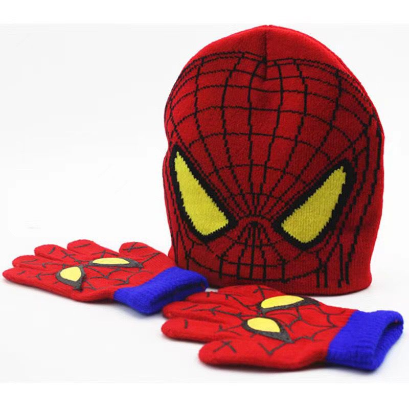 Funny joker jacquard knitting beanie with gloove set