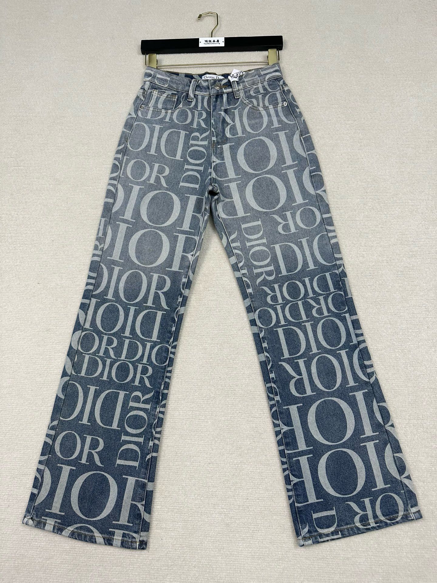 1:1 New gradient full logo jeans