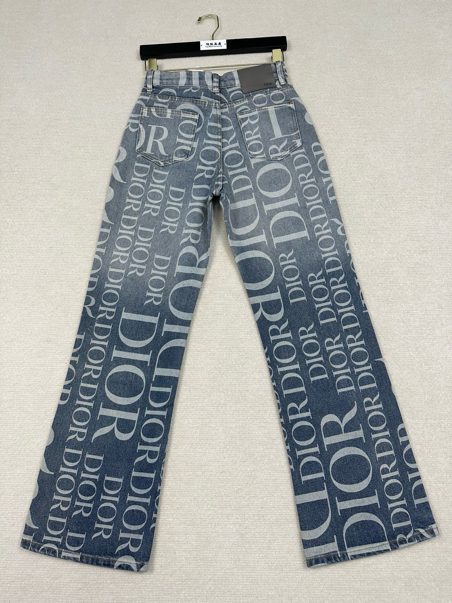 1:1 New gradient full logo jeans