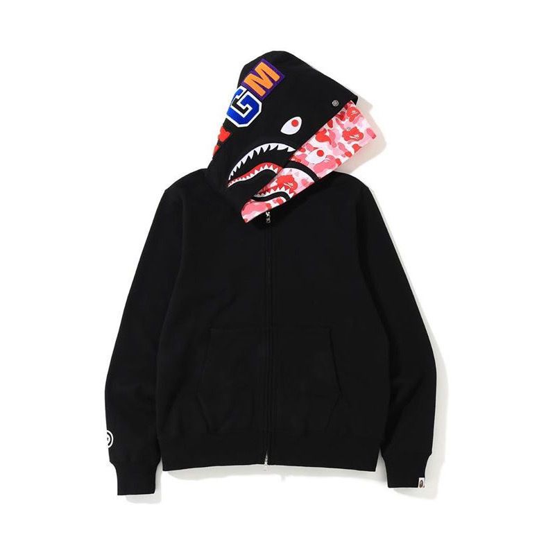 1:1New black with double zip shark face hoodie