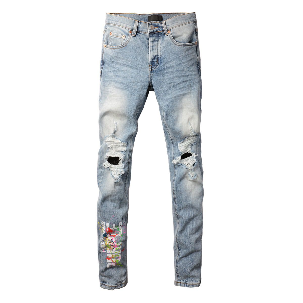 9101 new blue with colorful paint jeans