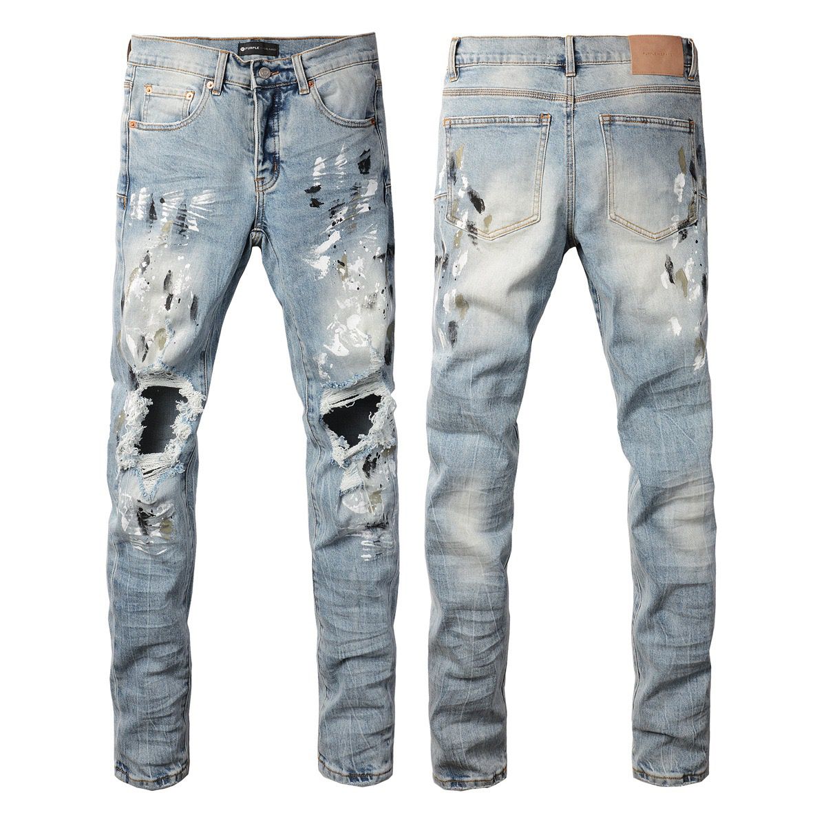 9100  new blue large ripped jeans
