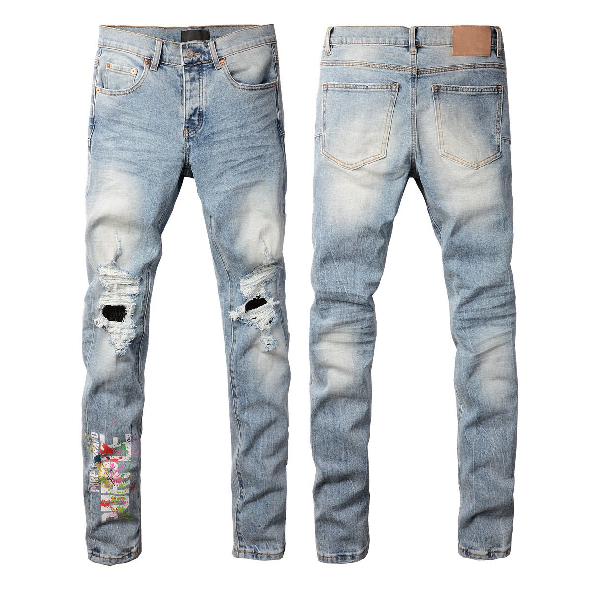 9101 new blue with colorful paint jeans
