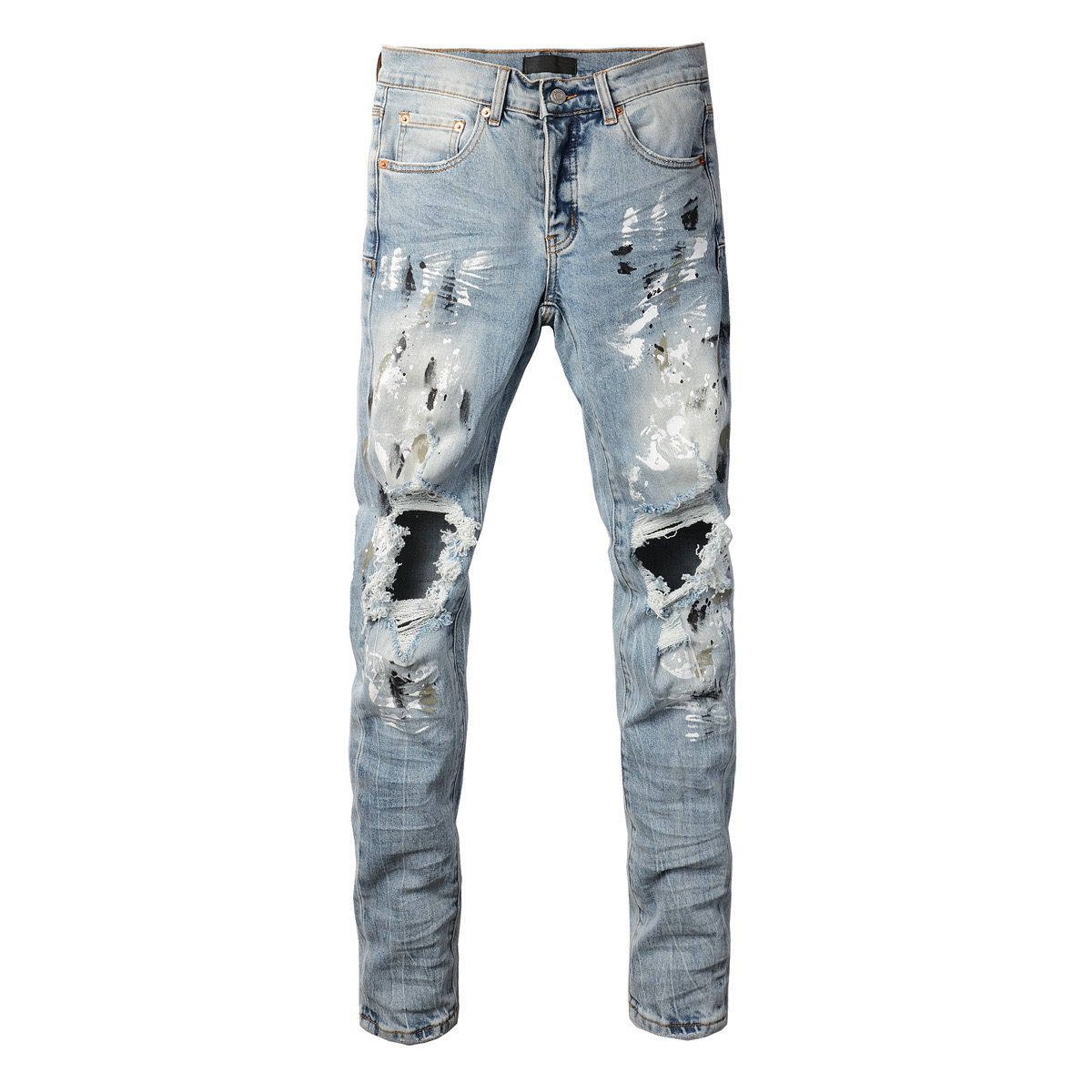 9100  new blue large ripped jeans