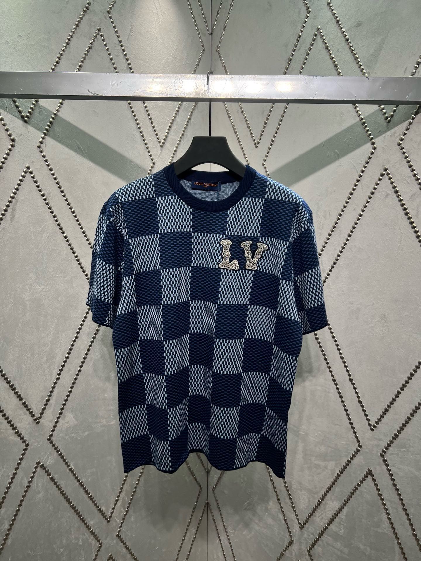1:1 Top version new damier jacquard shirt