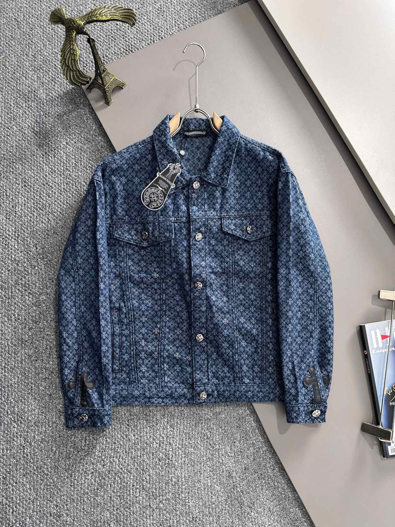 1:1 New dark blue full logo jacket