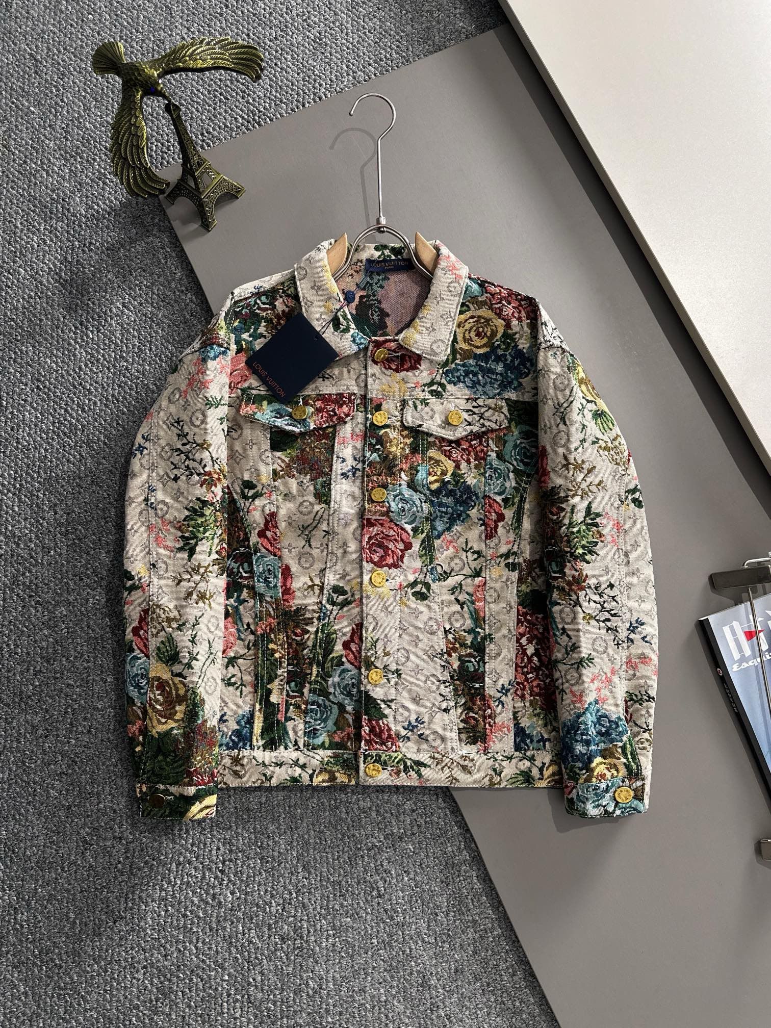 1:1 new arrival flower denim jacket