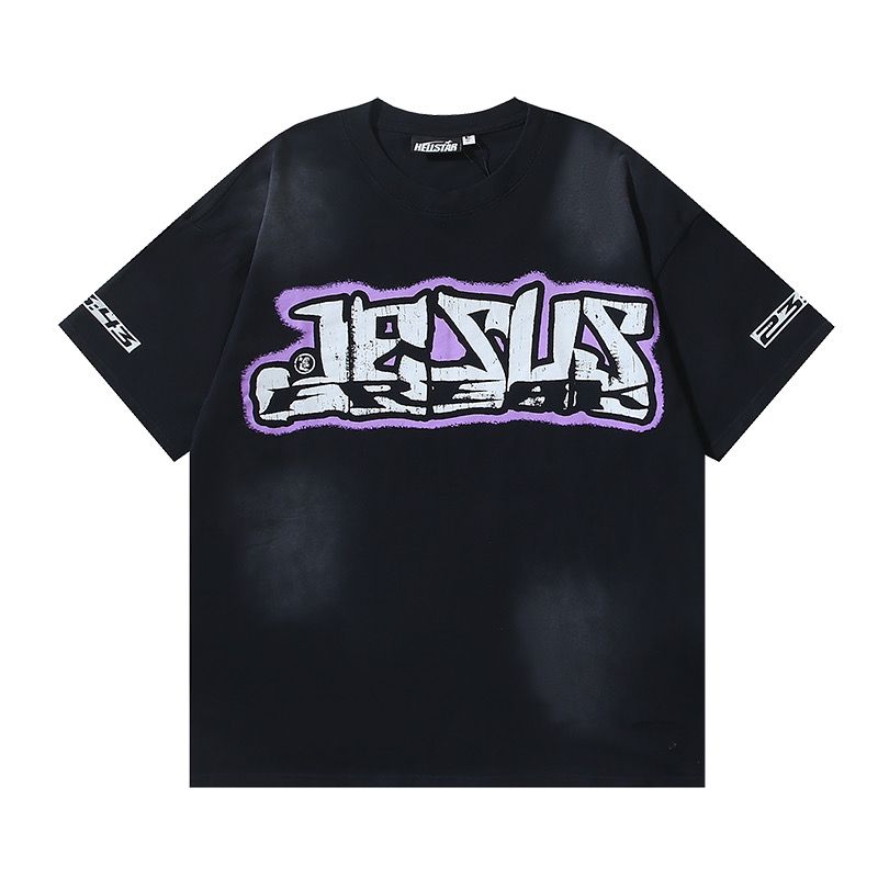 2024 new washing black with purple white tee