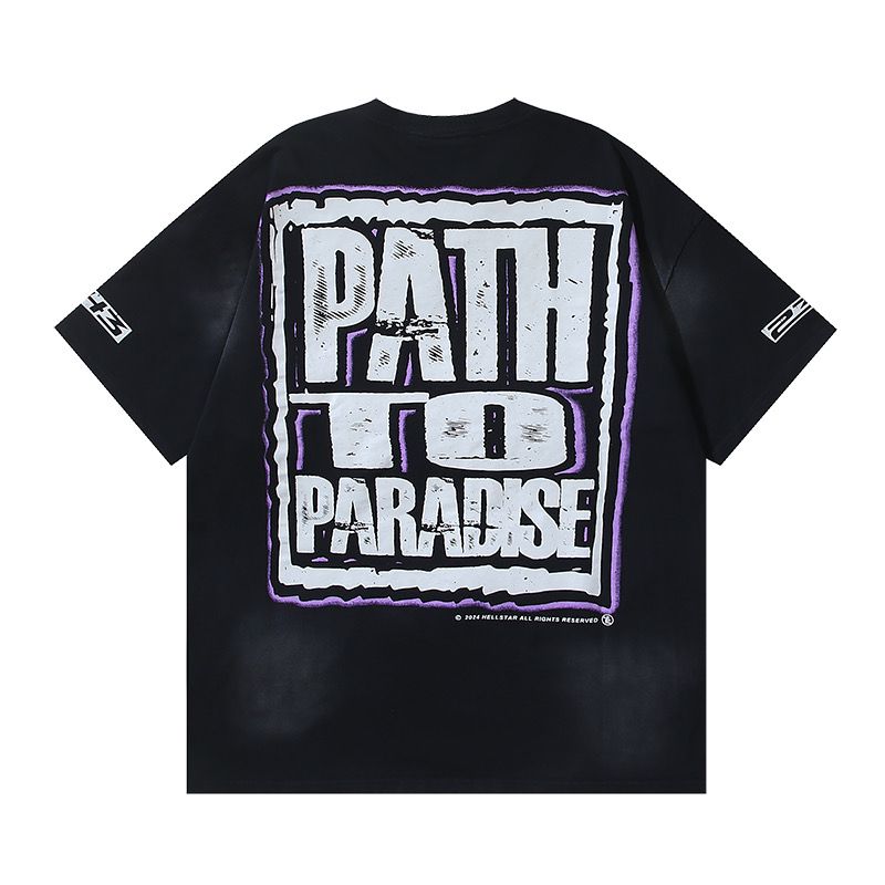 2024 new washing black with purple white tee