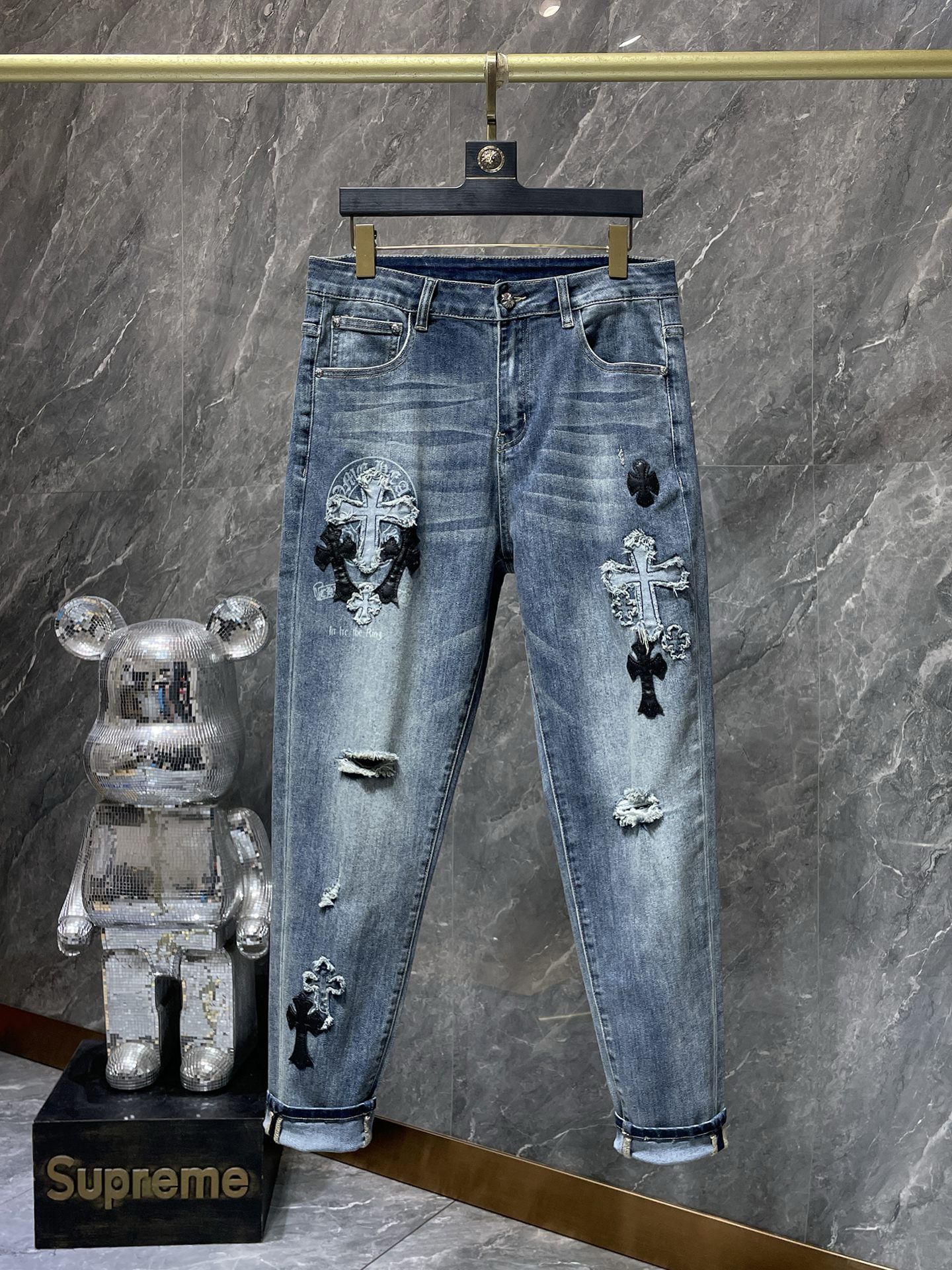 New blue ripped jeans