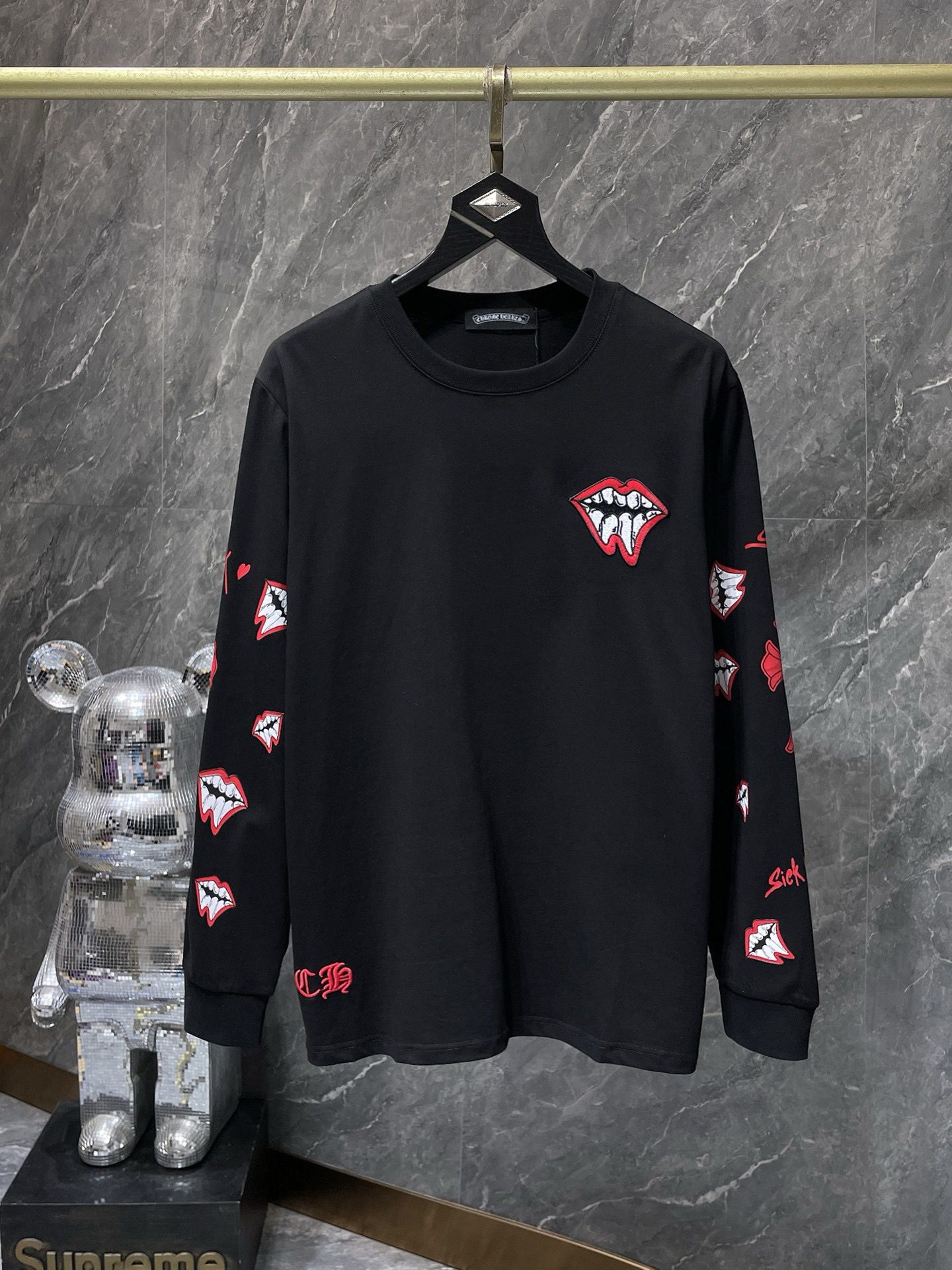 New arrival red lips long sleeve tshirt