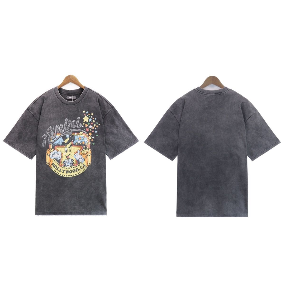 Washing grey star print tshirt