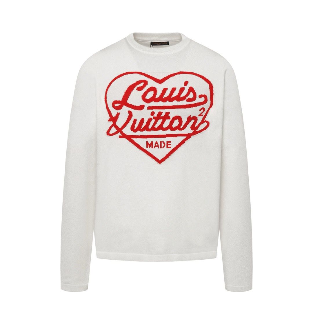 Top quality heart print knitted sweater