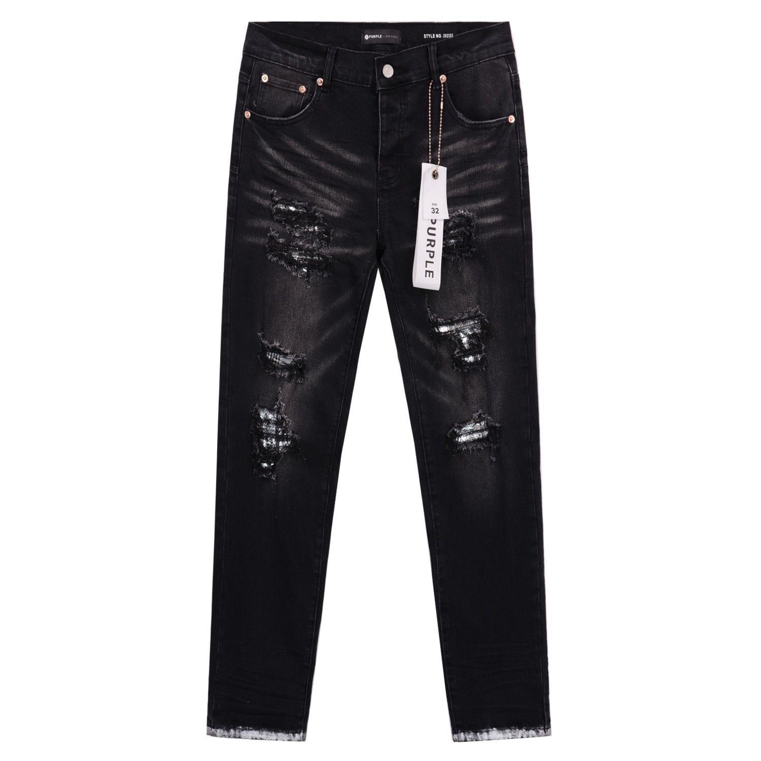 No.8185 black ripped jeans