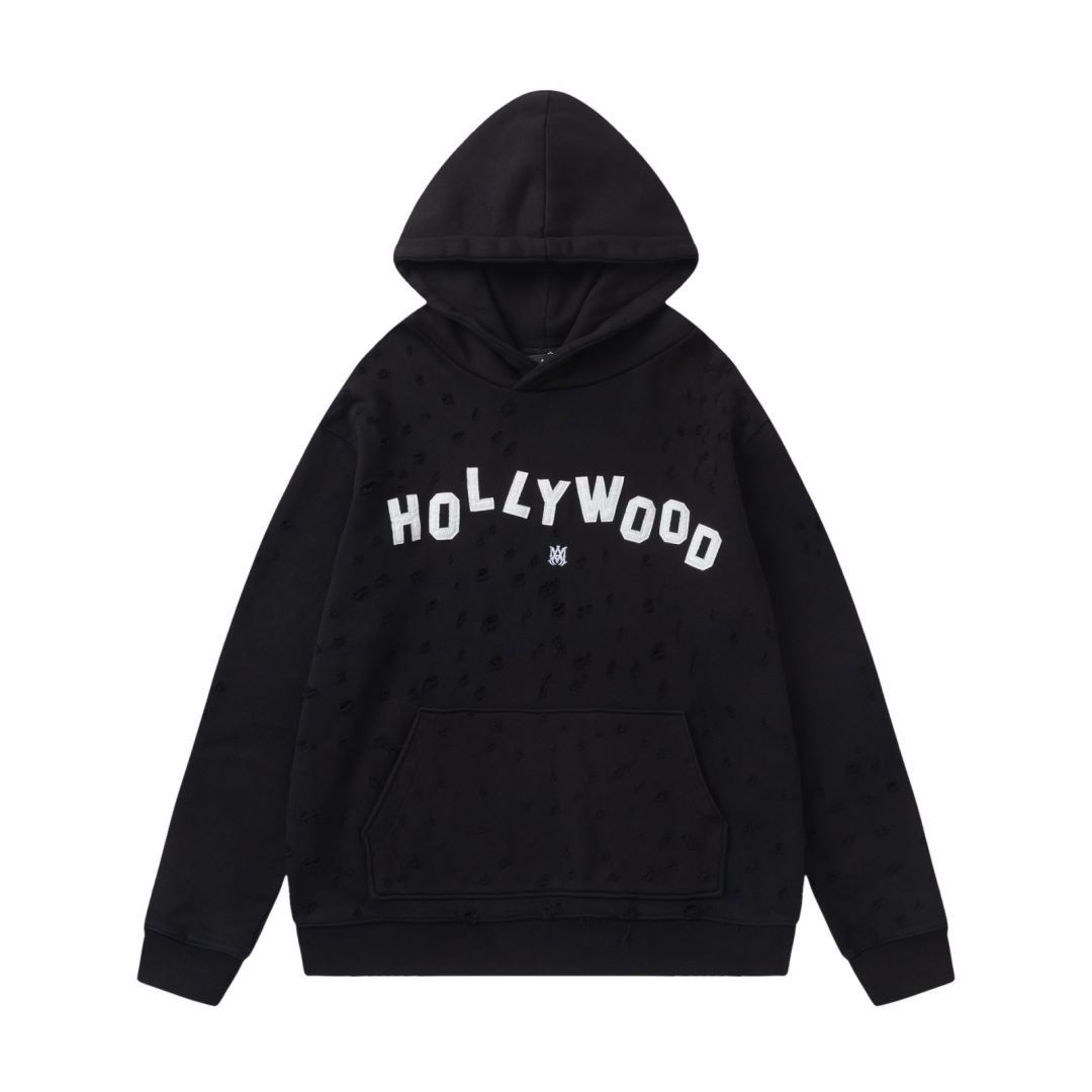 1:1 New black embroidery hoodie