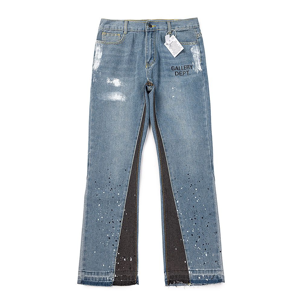 Light blue white painting jeans