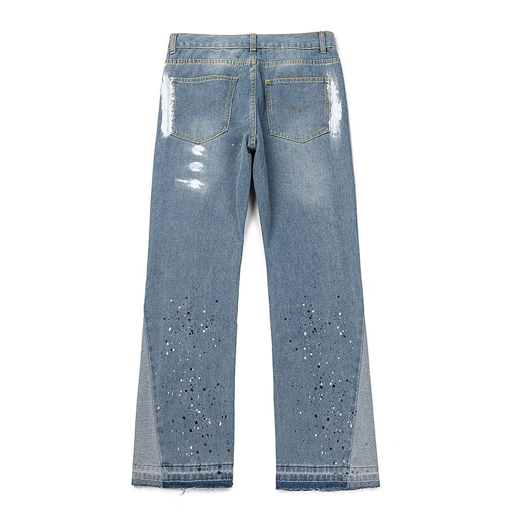 Light blue white painting jeans