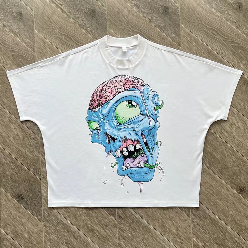 Loose simple white tshirt with blue print