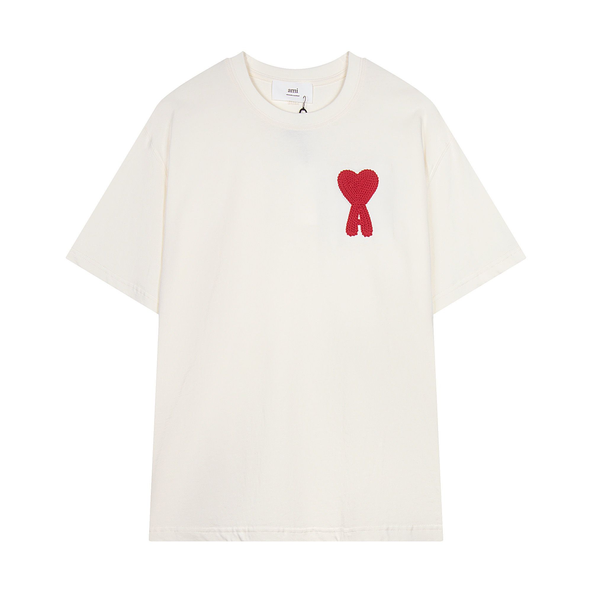 2025 New white with red embroidery heart tshirt