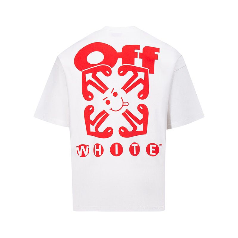 1:1 Washed white with red print oversize tee