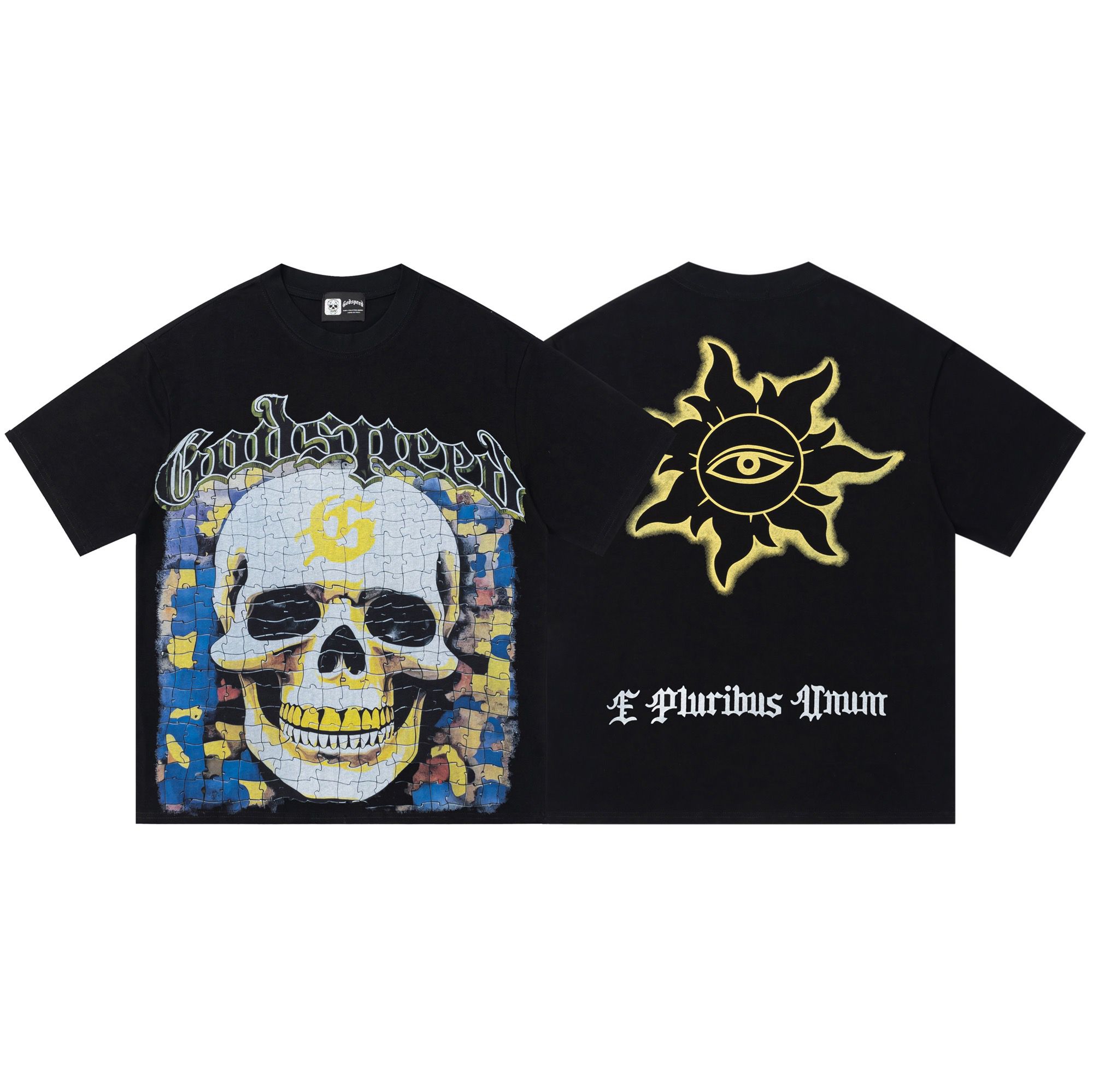 2025 new skull print washing tshirt