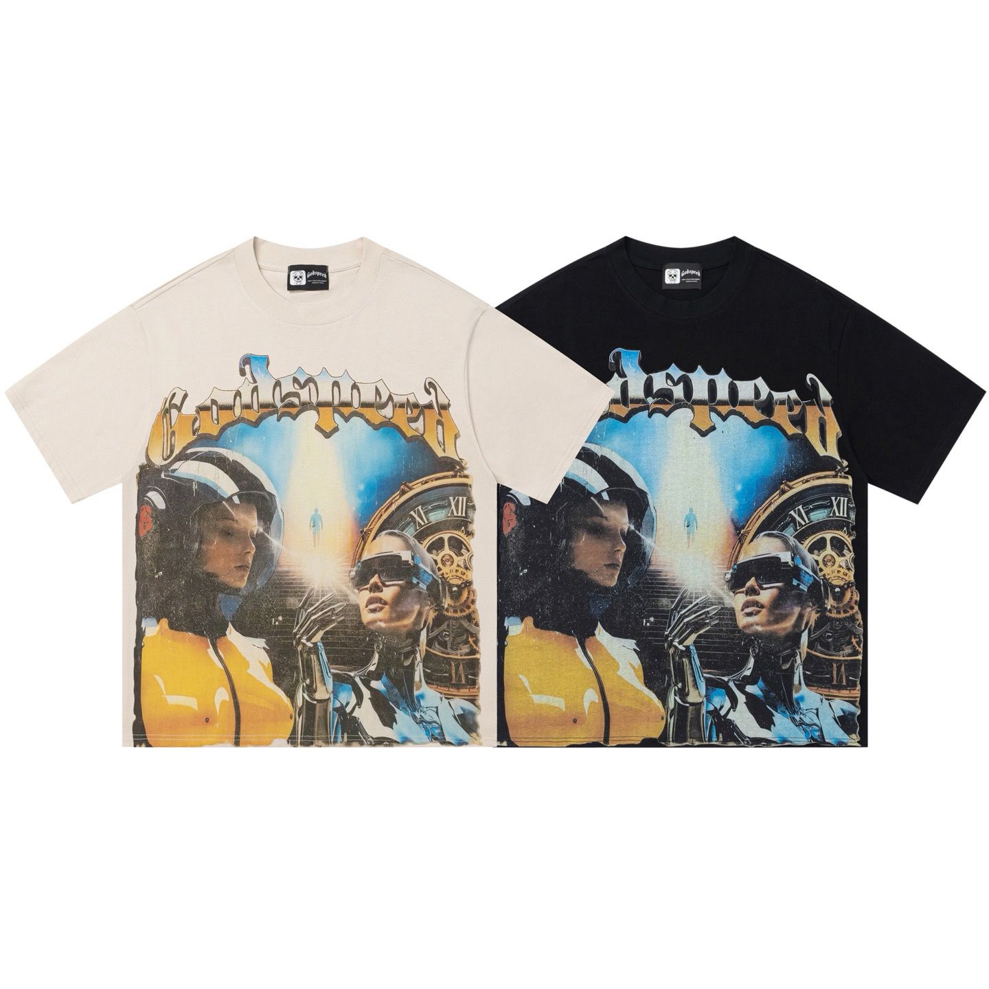 New washing black beige graffiti tshirt