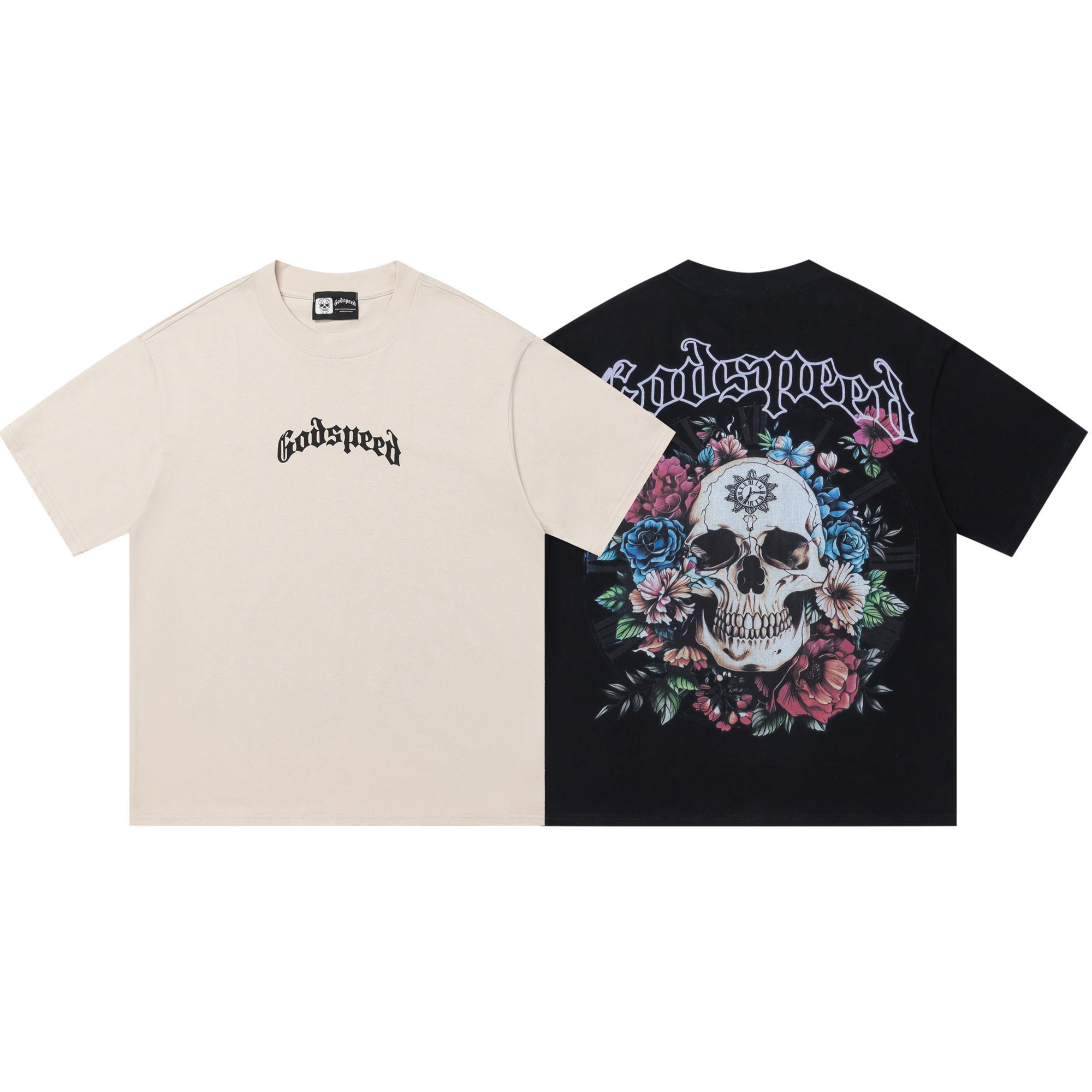 New arrival skull flowers print tshirt