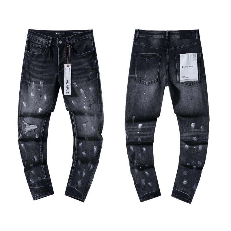 120# New arrival Wash black ink dot jeans