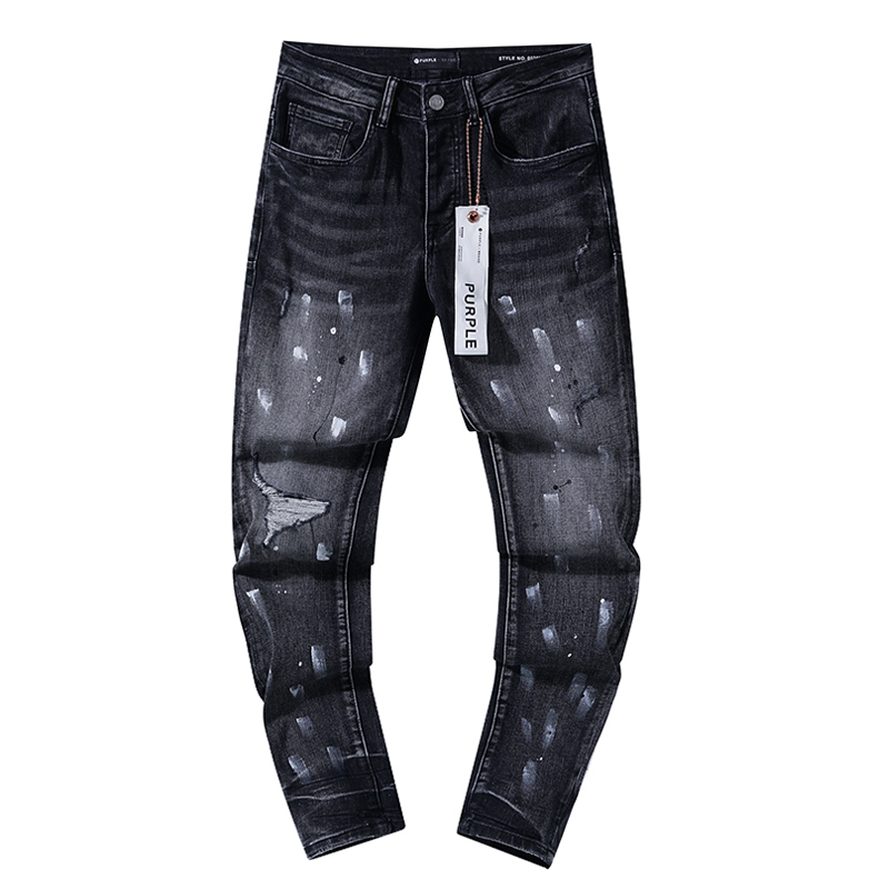 120# New arrival Wash black ink dot jeans