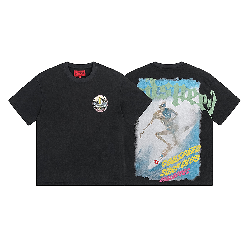 new arrival washed black surf club tshirt