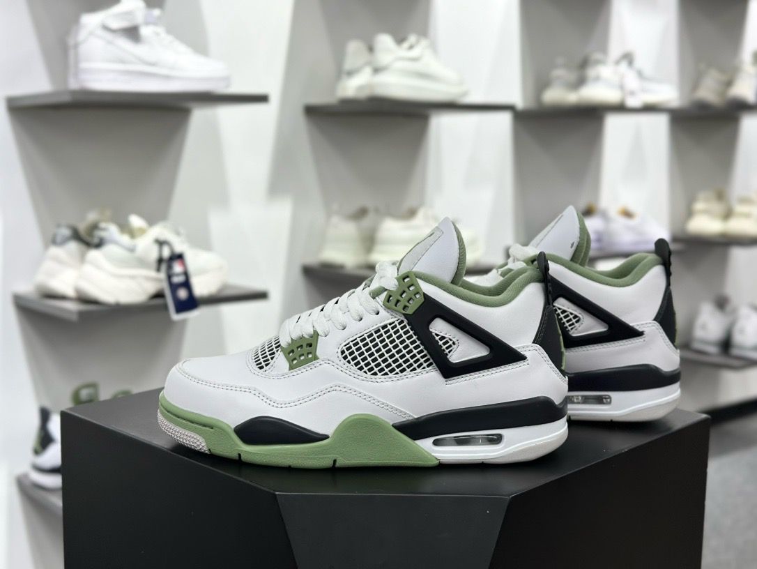 AJ4 new white with green sneaker