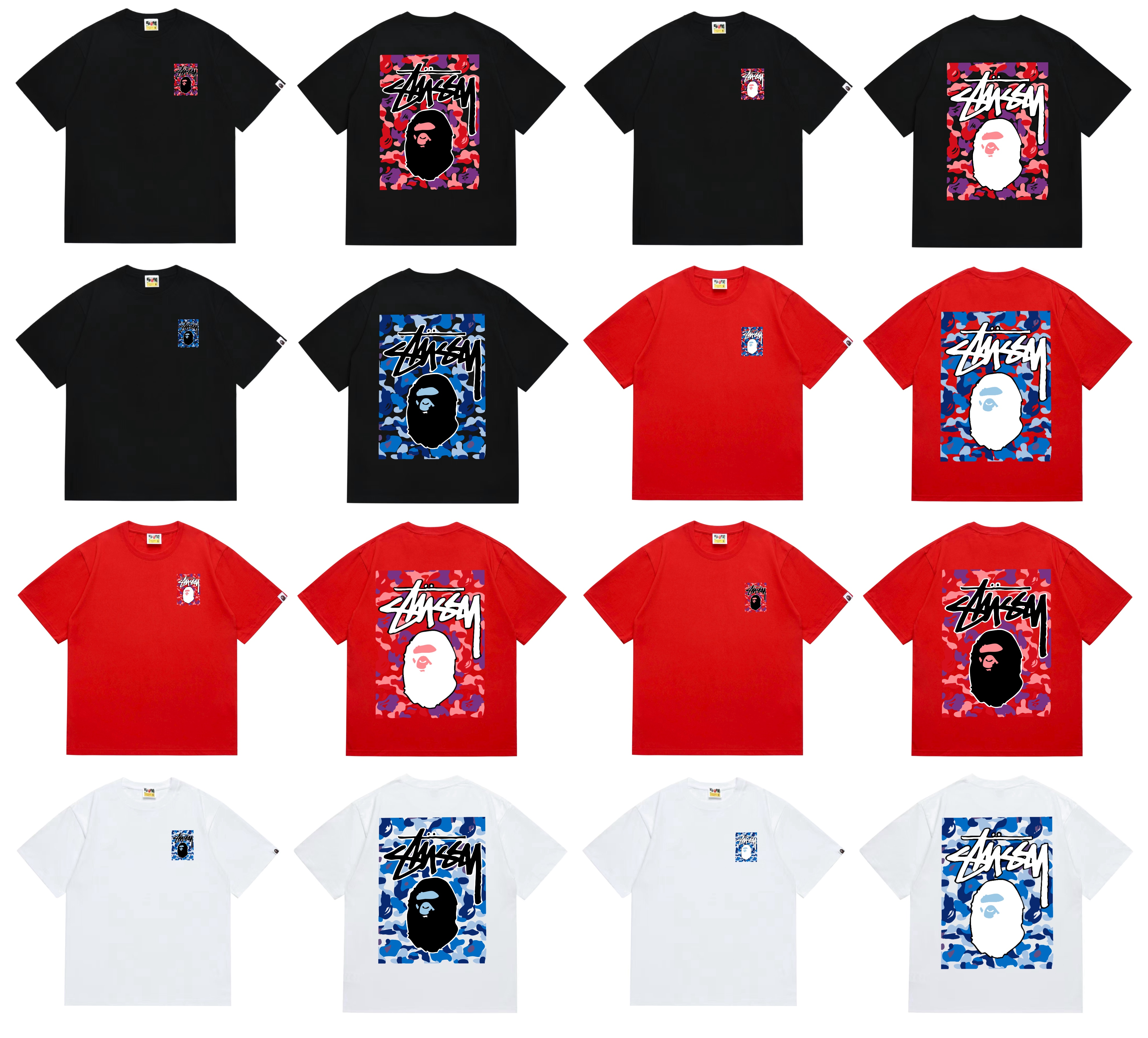 New arrival cotton square printing tee 19 colors